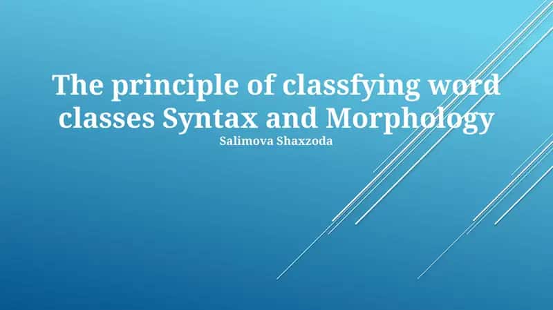 Prinsip so'z turklarini sinflik qilish teorisi Sinataksis va Morphologiya