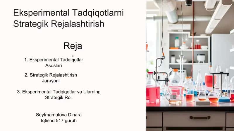 Eksperimental Tadqiqotlarni Strategik Rejalashtirish