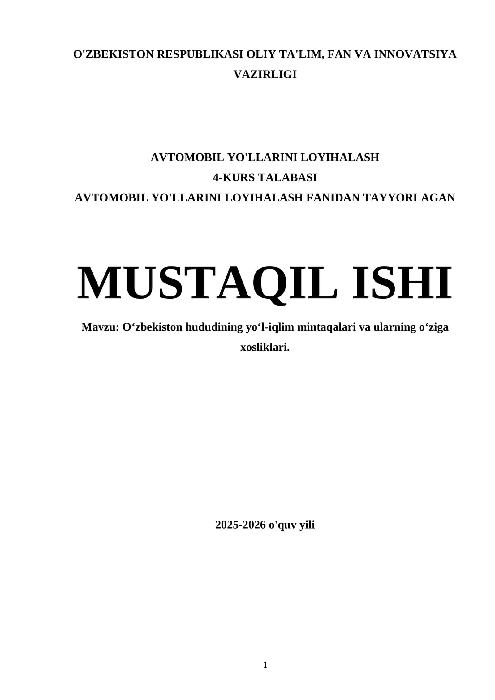 O‘zbekiston hududining yo‘l-iqlim mintaqalari va ularning o‘ziga xosliklari