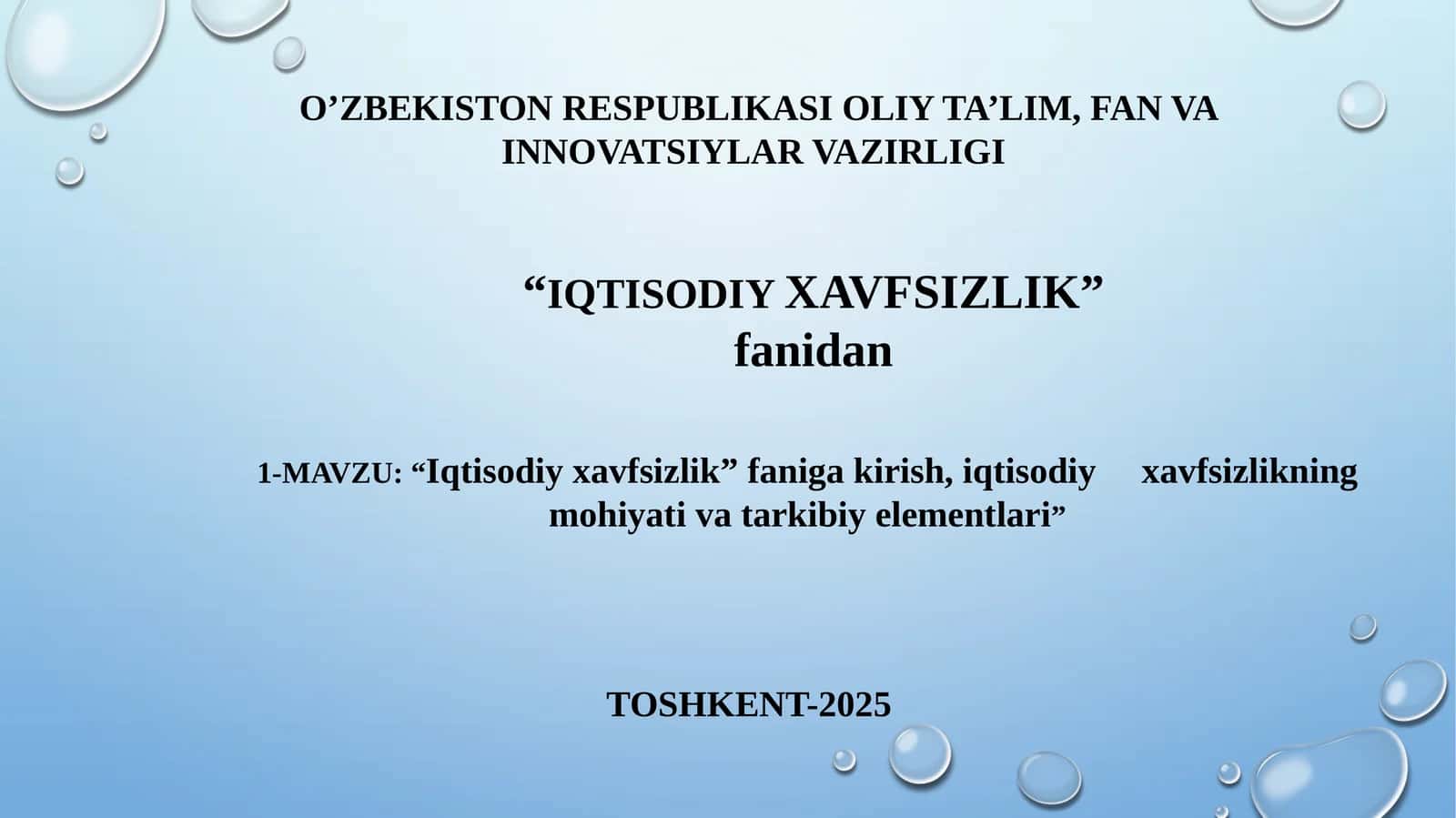 Iqtisodiy xavfsizlikning mohiyati