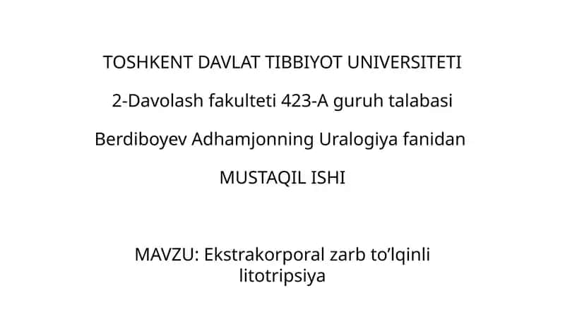 Ekstrakorporal zarb to'lqinlilitotripsiya