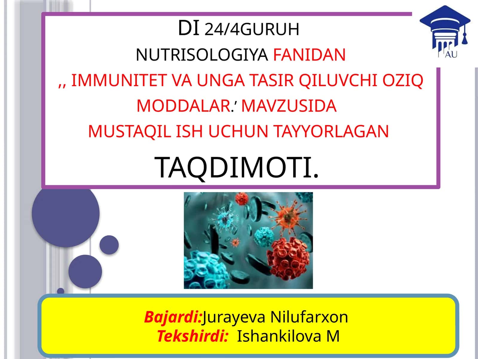 Immunitet va Ung'atasir Qiluvchi Oziq Moddalar