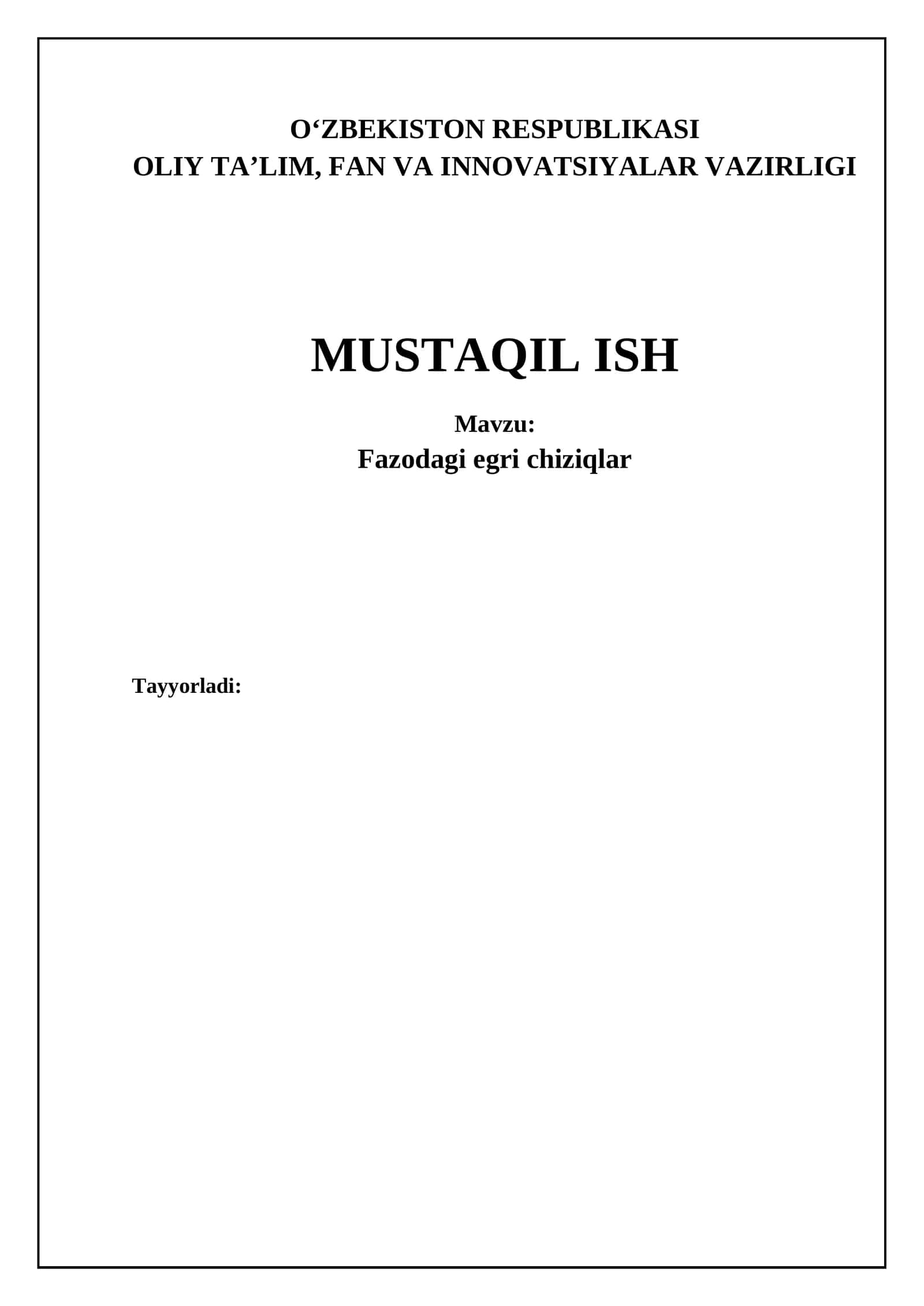 Fazodagi egri chiziqlar