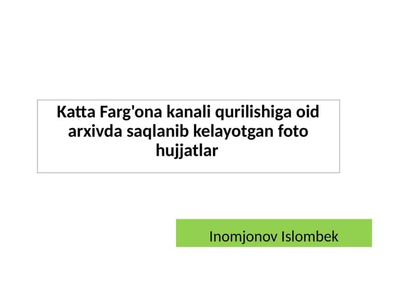 Katta Farg'ona Kanali Haqida Ma'lumotlar