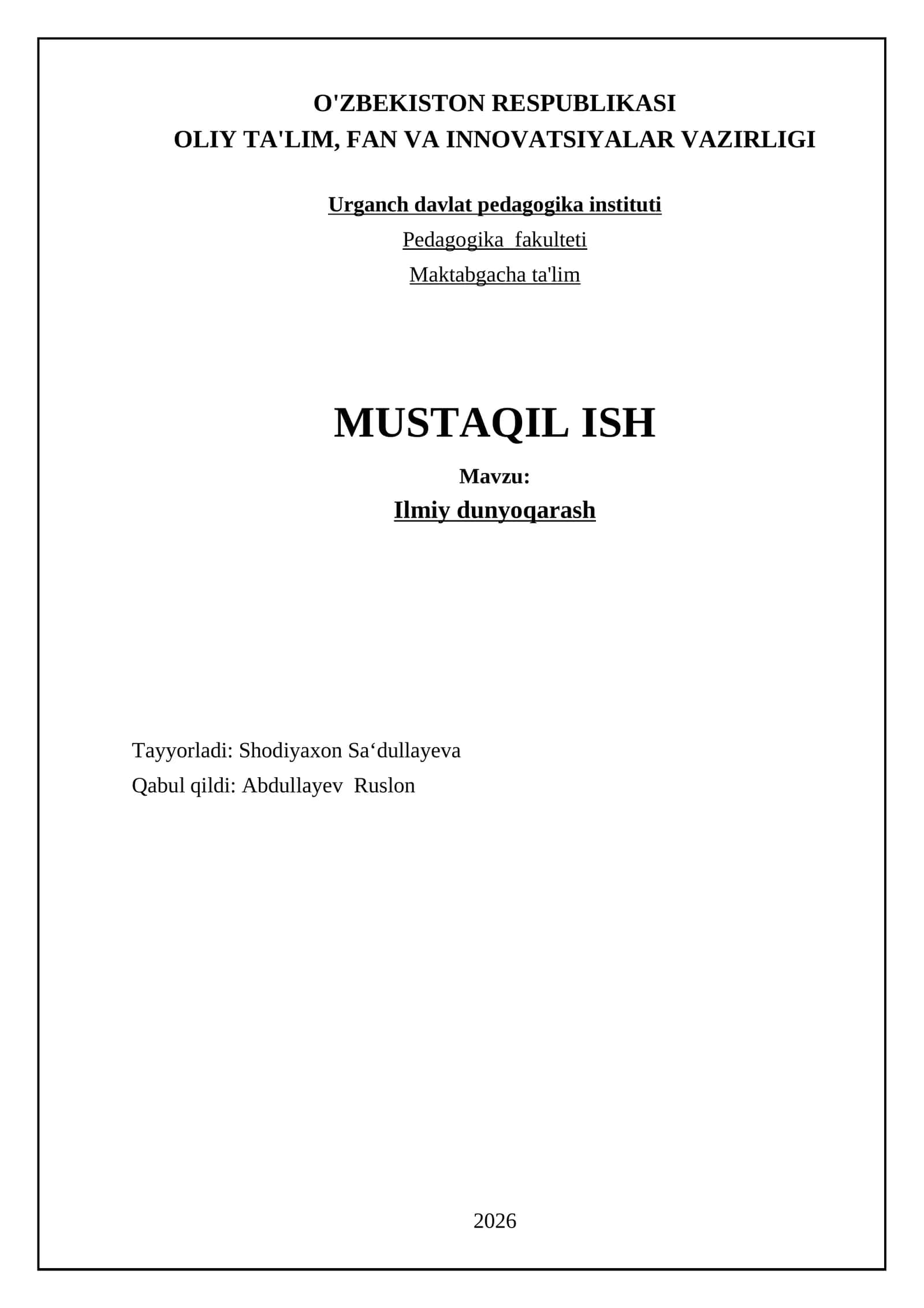 Ilmiy dunyoqarashning falsafiy asoslari