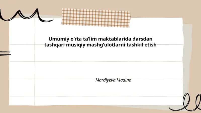 Darsdan tashqari musiqiy mashgʻulotlarni tashkil etish