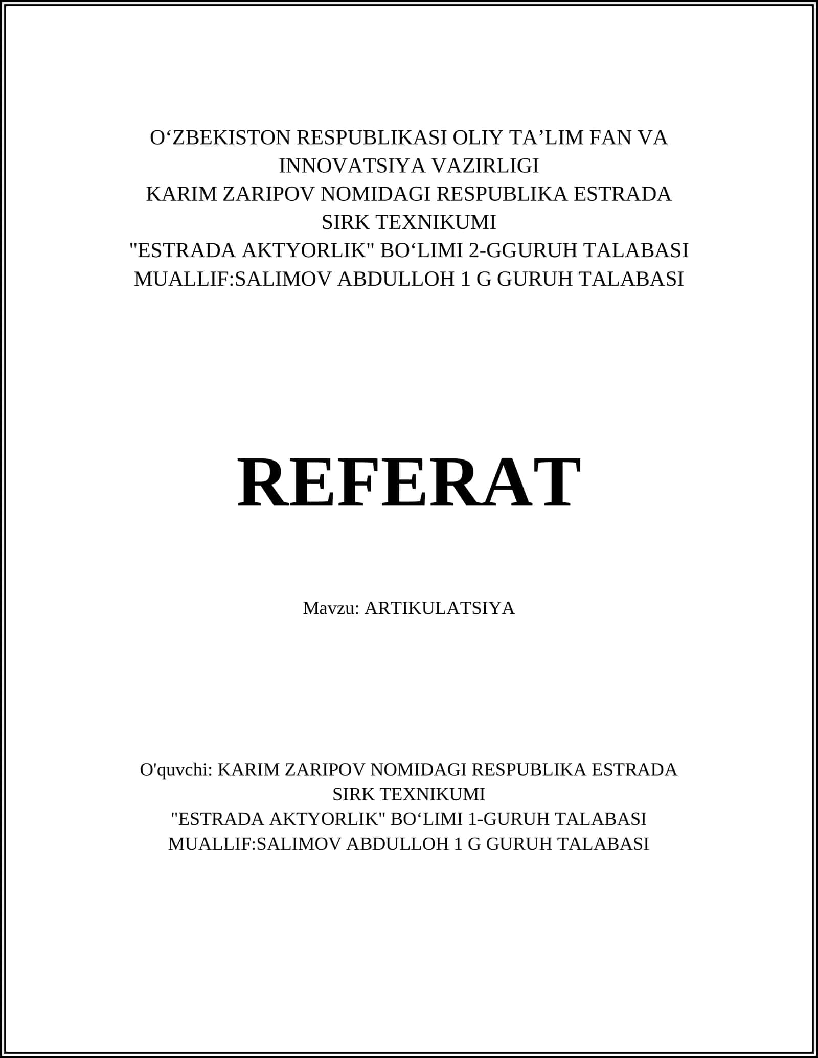 ARTIKULATSIYA