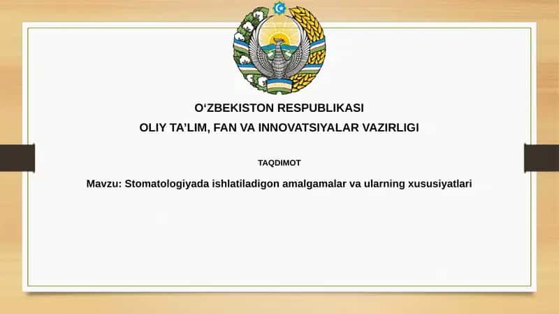 Stomatologiyada ishlatiladigon amalgama va ularning xususiyatlari