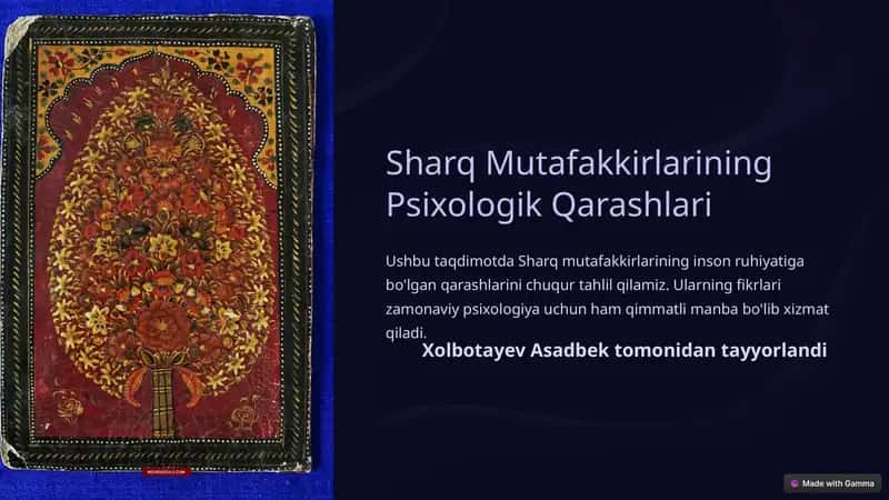 Sharq Mutafakkirlarining Psixologik Qarashlari