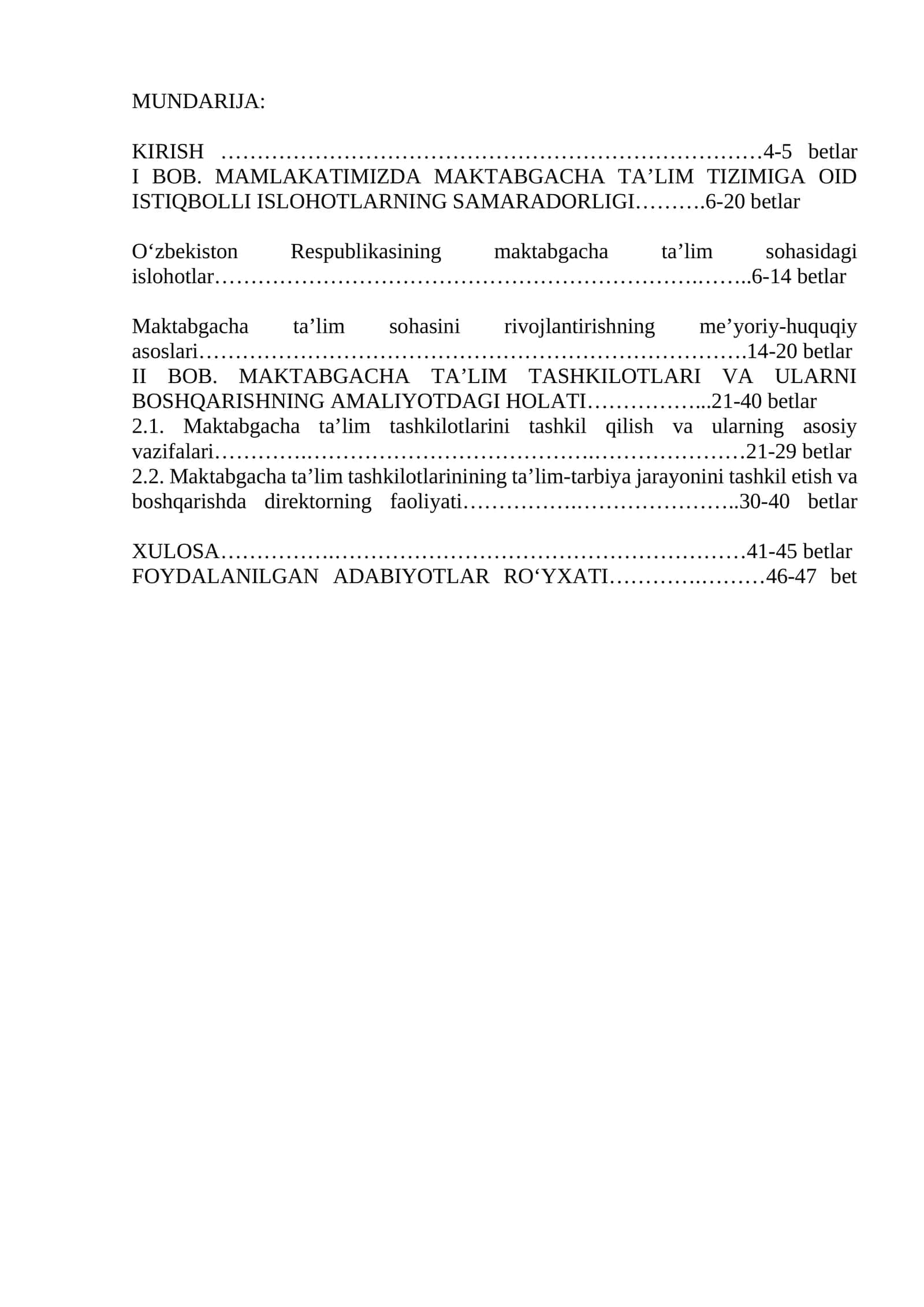 Maktabgacha Ta'limni Rivojlantirish