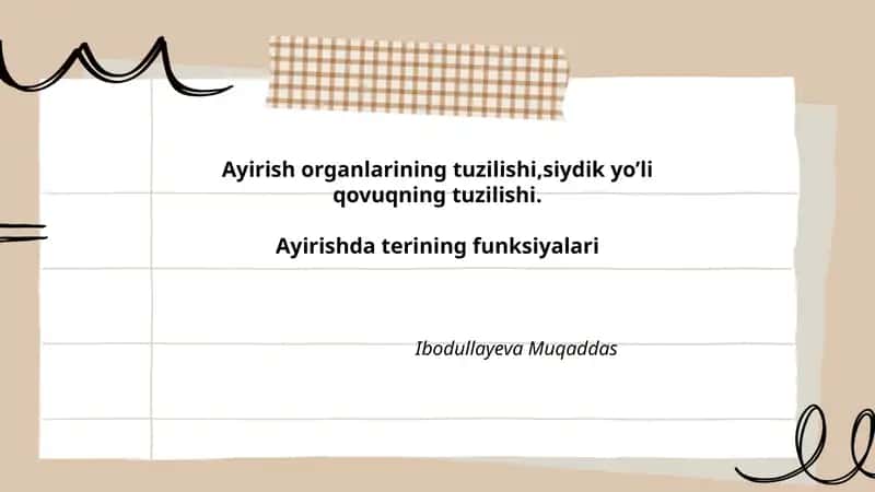 Ayirish Organlarining Tuzilishi