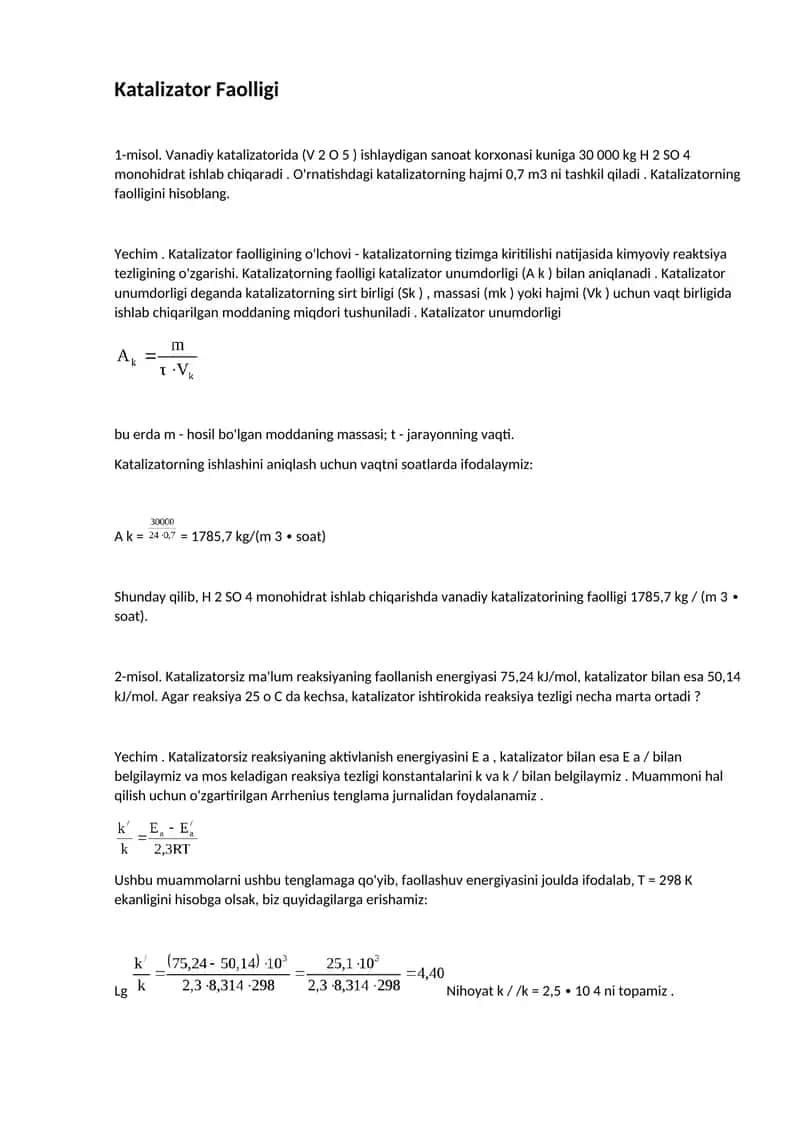 Katalizator Faolligi