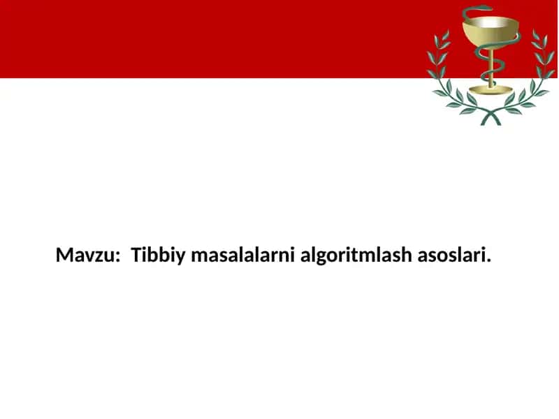 Tibbiy masalalarni algoritmlash asoslari