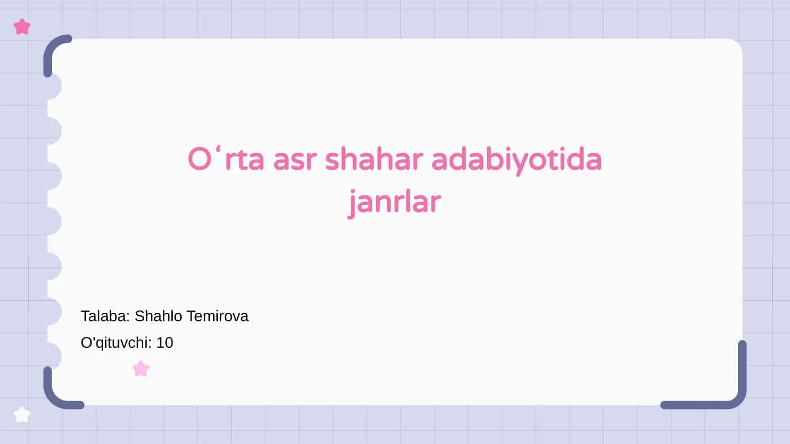 Oʻrta asr shahar adabiyotida janrlar