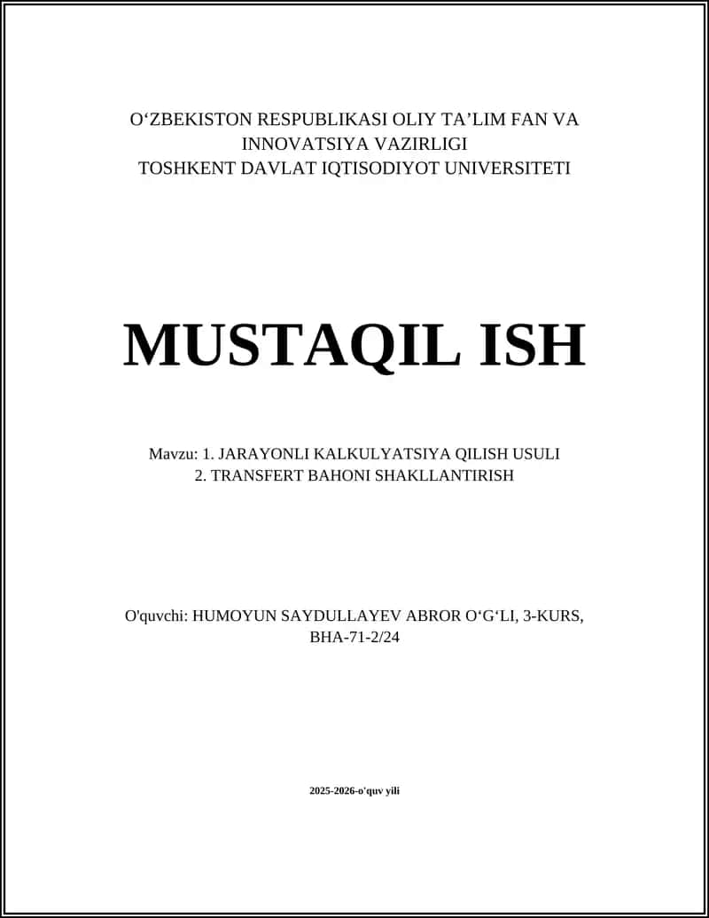 Jarayonli kalkulyatsiya asoslari