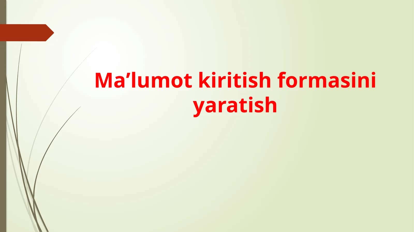 Maʼlumotkiritish formasini yaratish