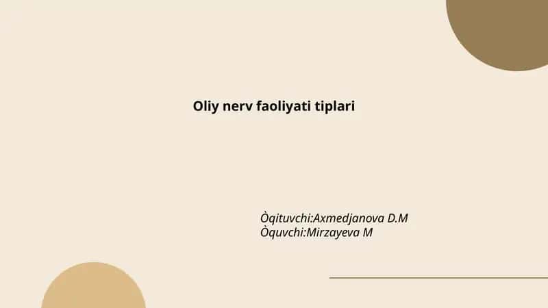 Oliy nerv faoliyati tiplari