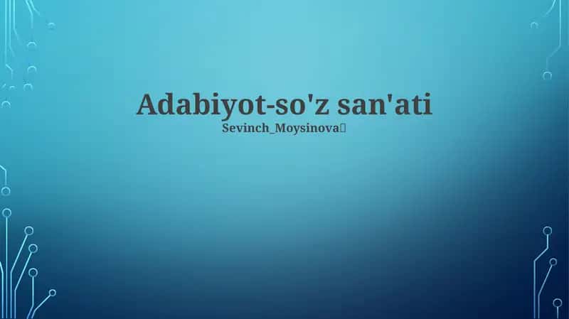 Adabiyot-so'z san'ati