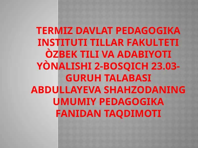 Korreksion pedagogika va uningmaq`sad va vazifalari
