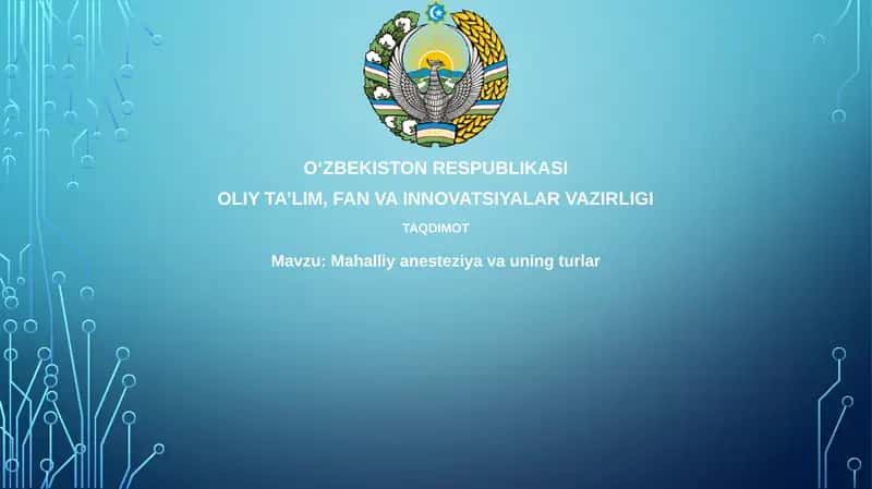 Mahalliyanesteziya va uning turlari
