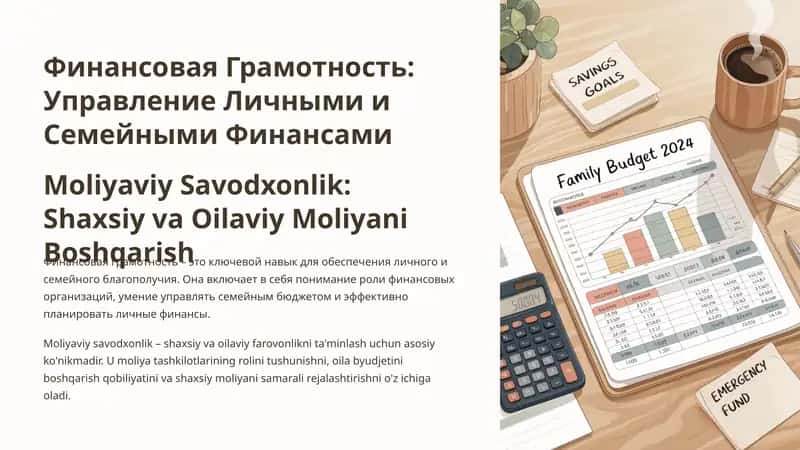 Moliyaviy Savodxonlik: Shaxsiy va Oilaviy Moliyani Boshqarish