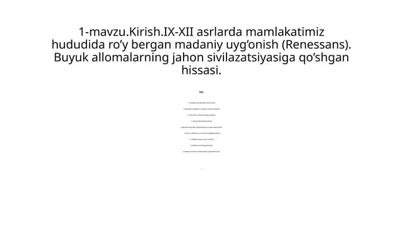 mustaqil ish renessans haqida