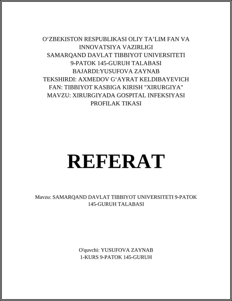 SAMARQAND DAVLAT TIBBIYOT UNIVERSITETI 9-PATOK 145-GURUH TALABASI