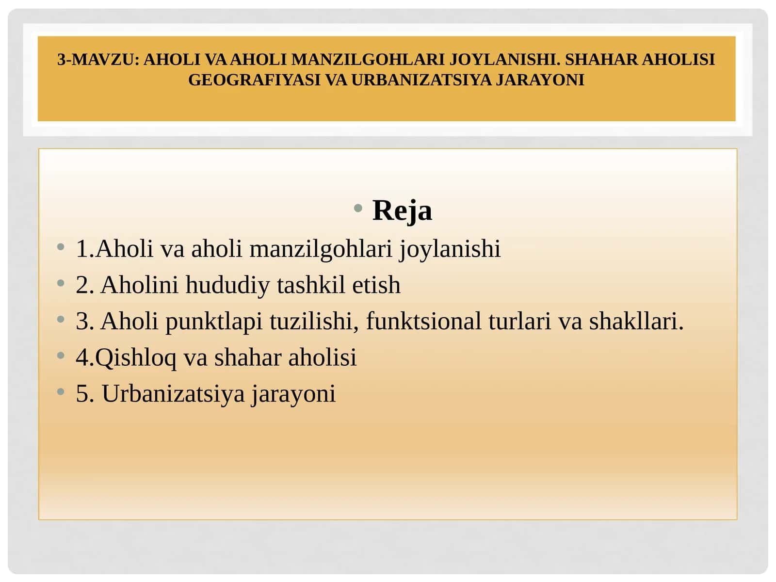 Aholi va aholi manzilgohlari joylanishi