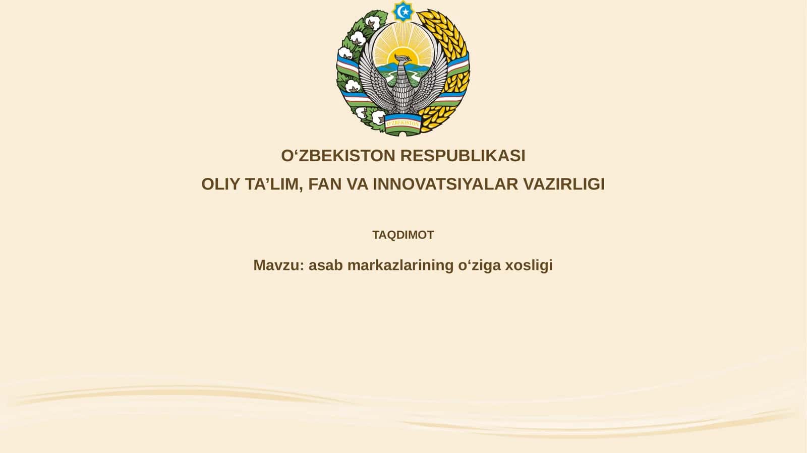 Nerv markazlarining o'ziga xosligi
