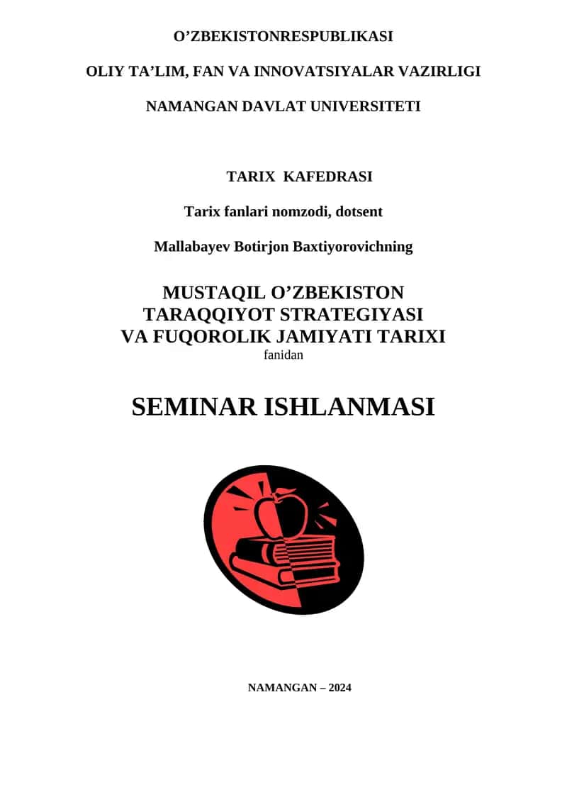 MUSTAQIL O’ZBEKISTON TARAQQIYOT STRATEGIYASI VA FUQOROLIK JAMIYATI TARIXI