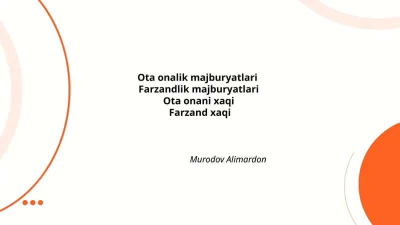 Ota-onalik majburiyatlarining huquqiy asoslari