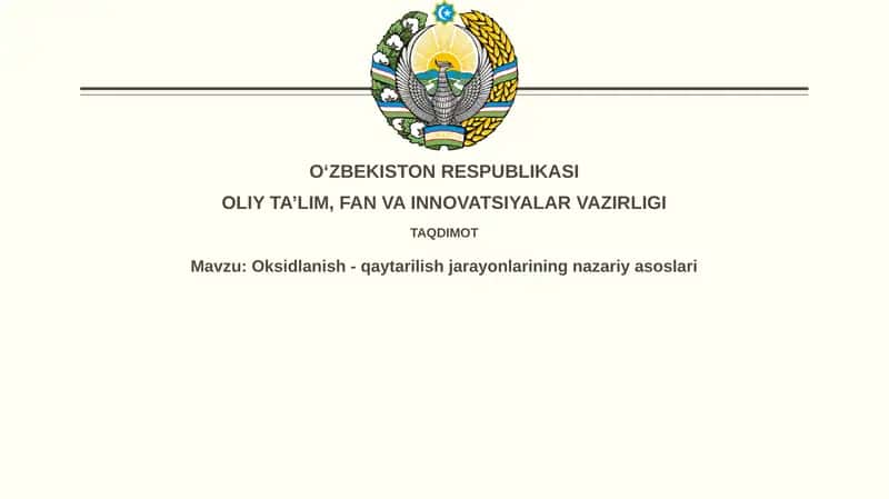 Oksidlanish-qaytarilish jarayonlariningnazariyasoslari