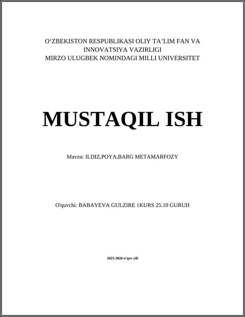 ILDIZ,POYA,BARG METAMARFOZY
