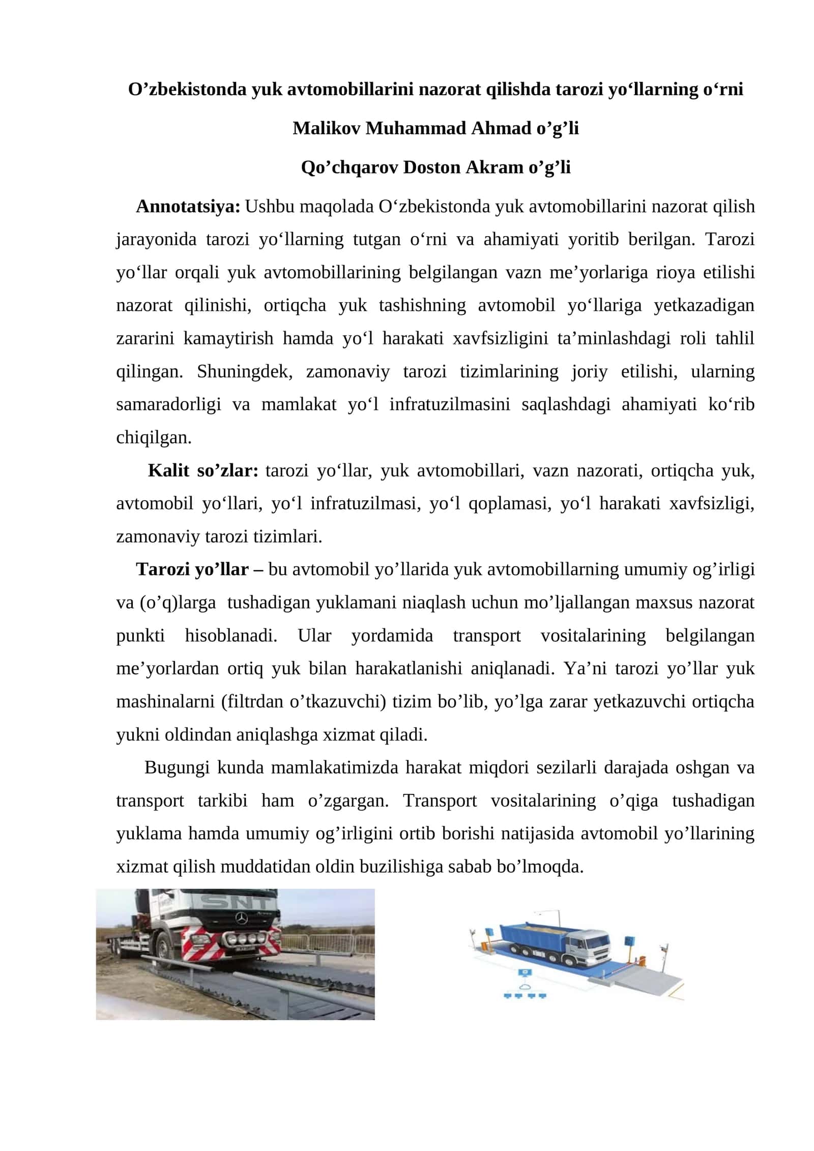 Tarozi yo‘llarning nazorati