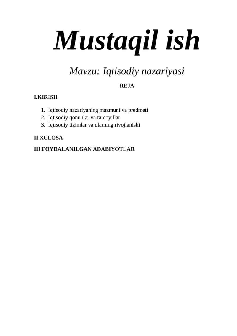 Iqtisodiy nazariyasi