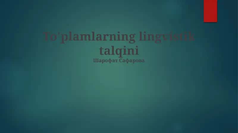 To'plamlarning lingvistik talqini
