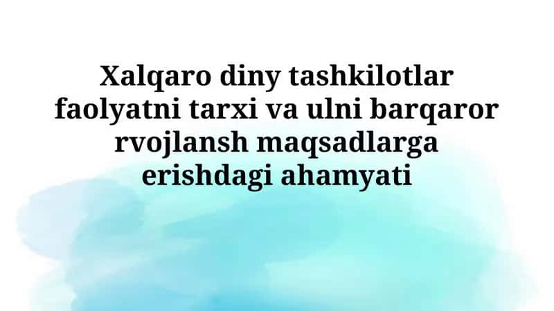 Xalqaro Diniy Tashkilotlar Faoliyati
