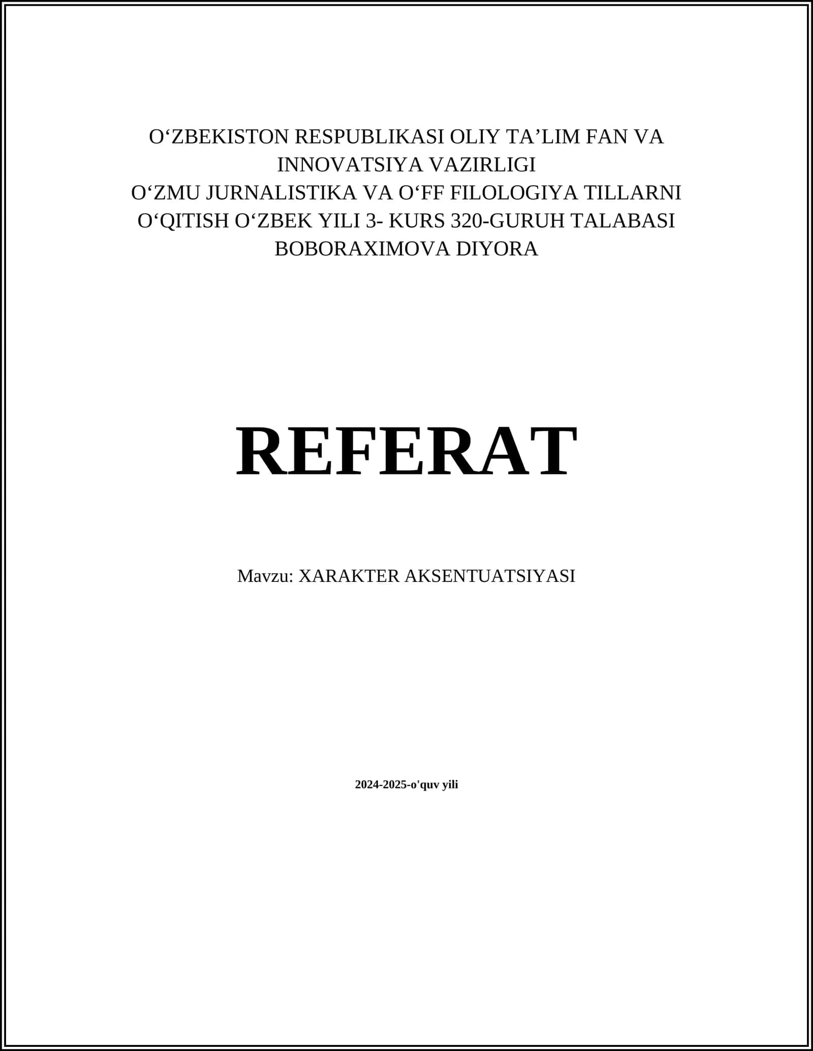 XARAKTER AKSENTUATSIYASI