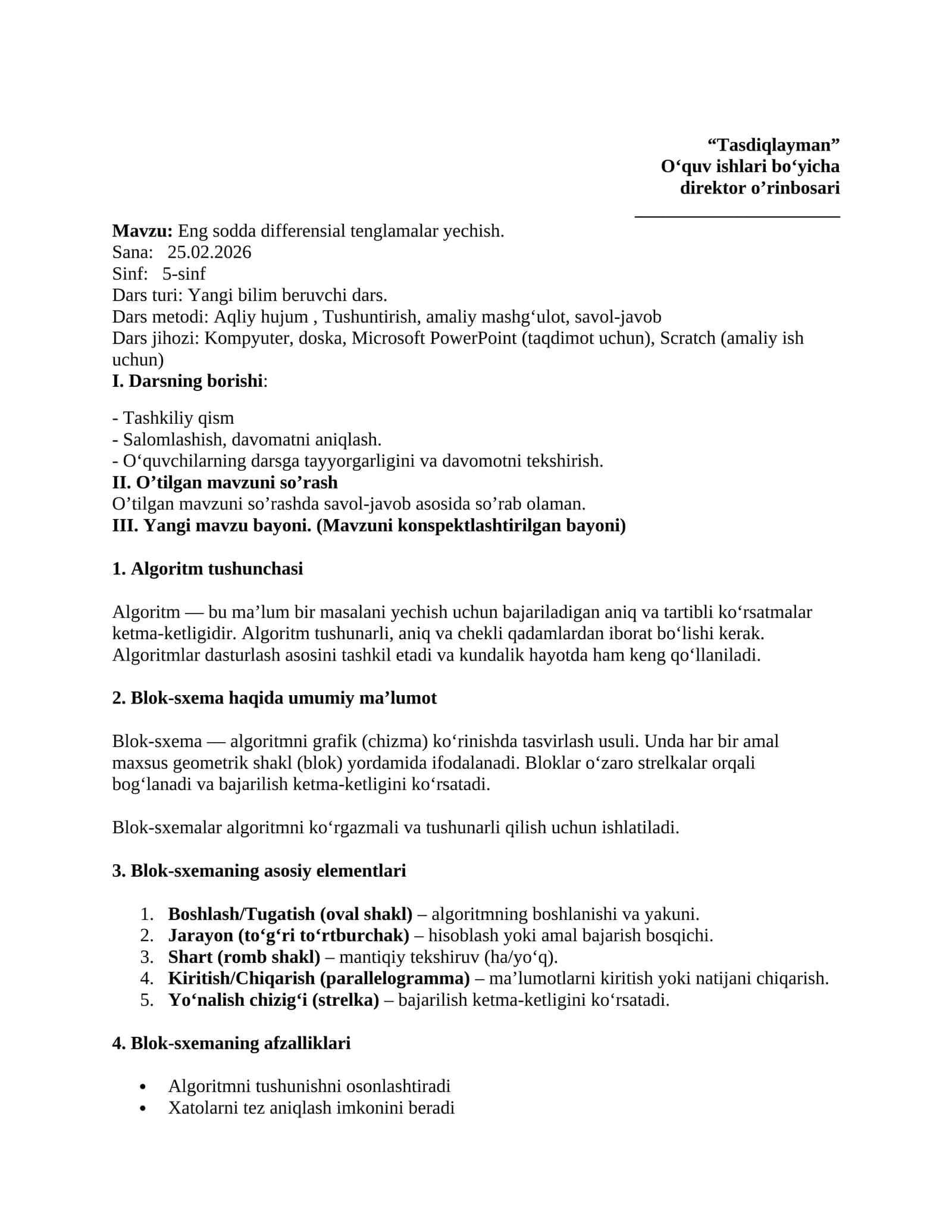 5-sinf blok sxema teziz