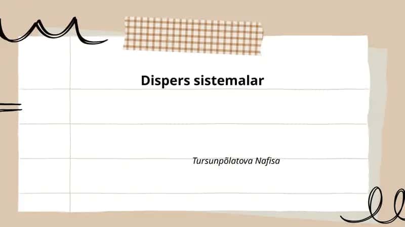 Dispers sistemalar