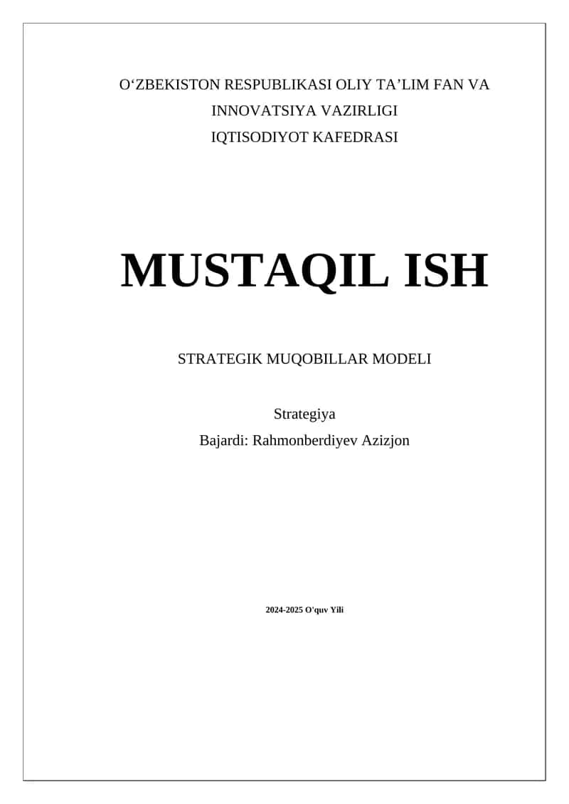 Strategik muqobillar modeli