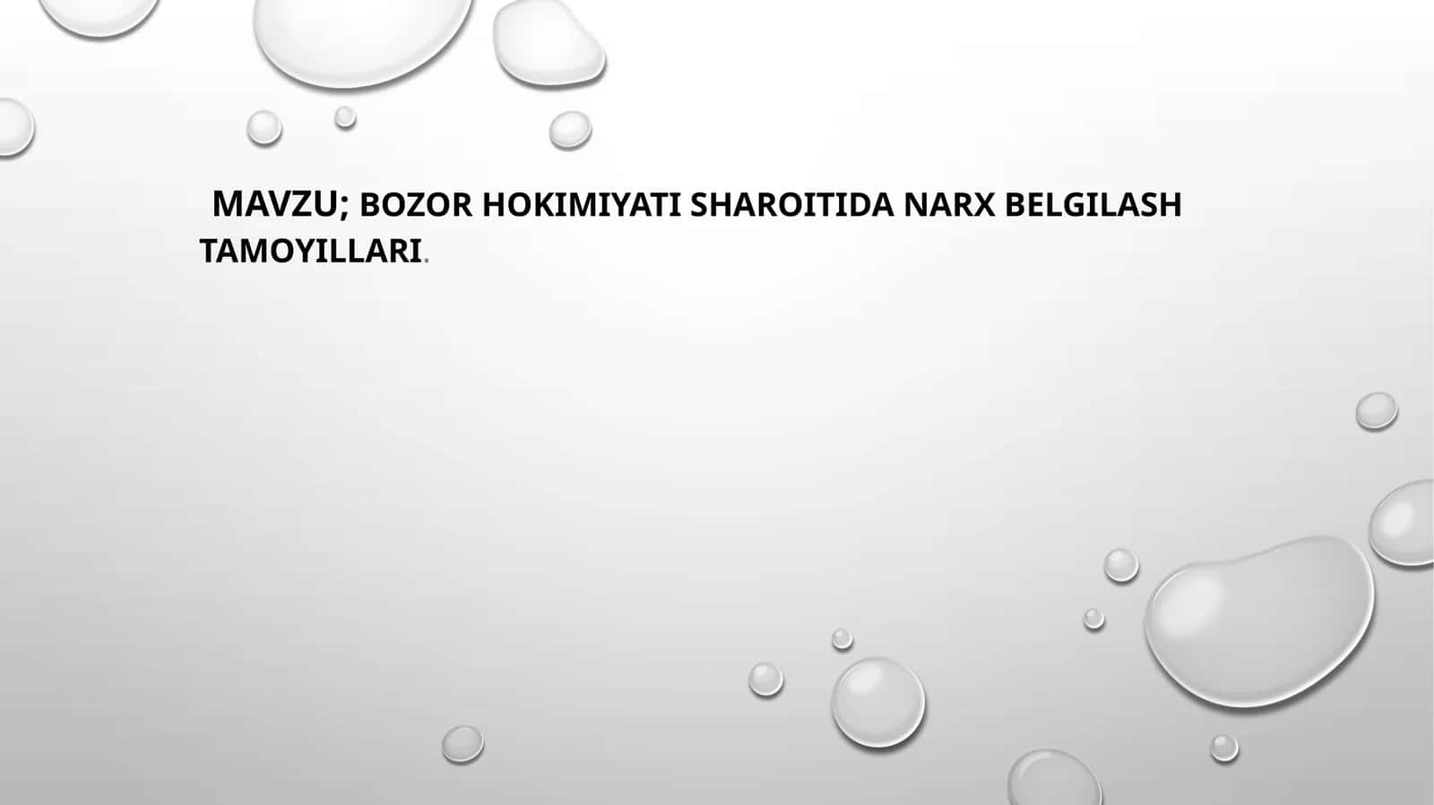 Bozor hokimiyati sharoiatida narx belgilash tamoyillari