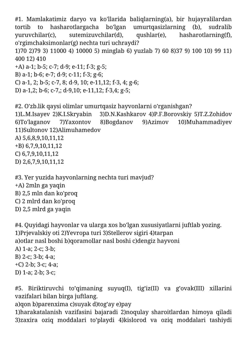 Mavzu #2. O'zb.lik qaysi olimlar umurtqasiz hayvonlarni o'rganishgan?