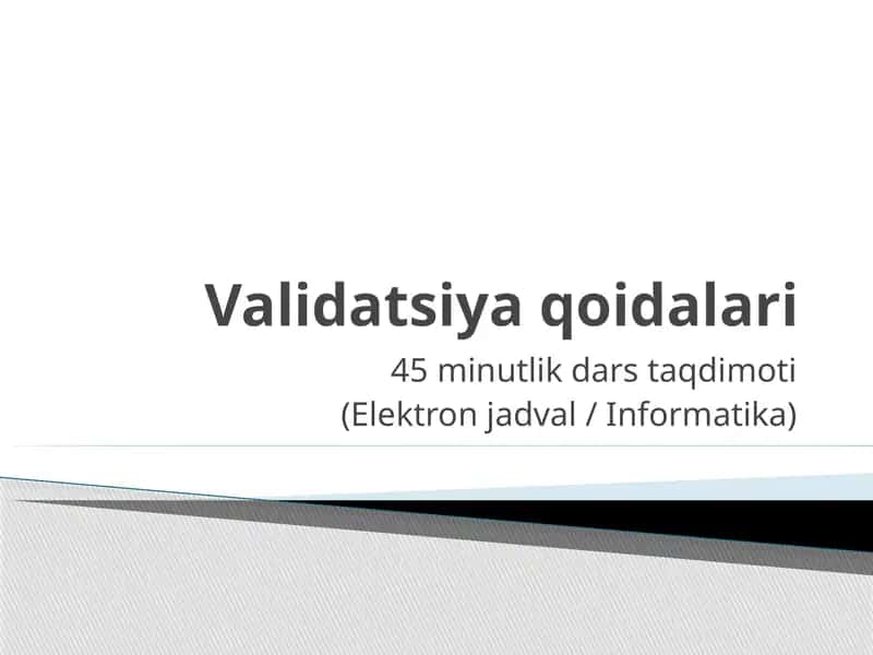 Validatsiya qoidalari