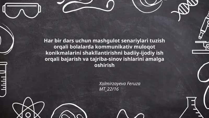 Har bir dars uchun mashgulot senariylari tuzish