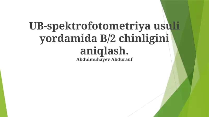 UV-Spektrofotometriya usuli