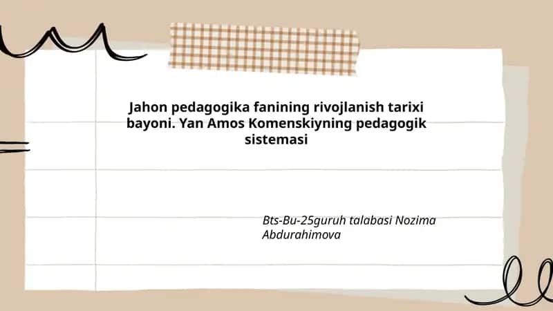 Jahon pedagogika fanining rivojlanish tarixi bayoni