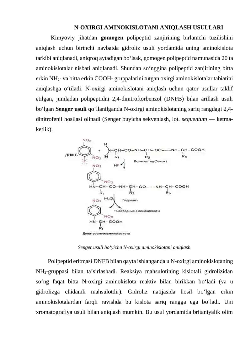 N-OXIRGI AMINOKISLOTANI ANIQLASH USULLARI