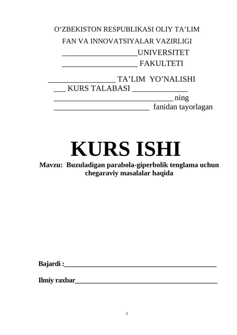 Buzuladigan parabola-giperbolik tenglama uchun chegaraviy masalalar haqida