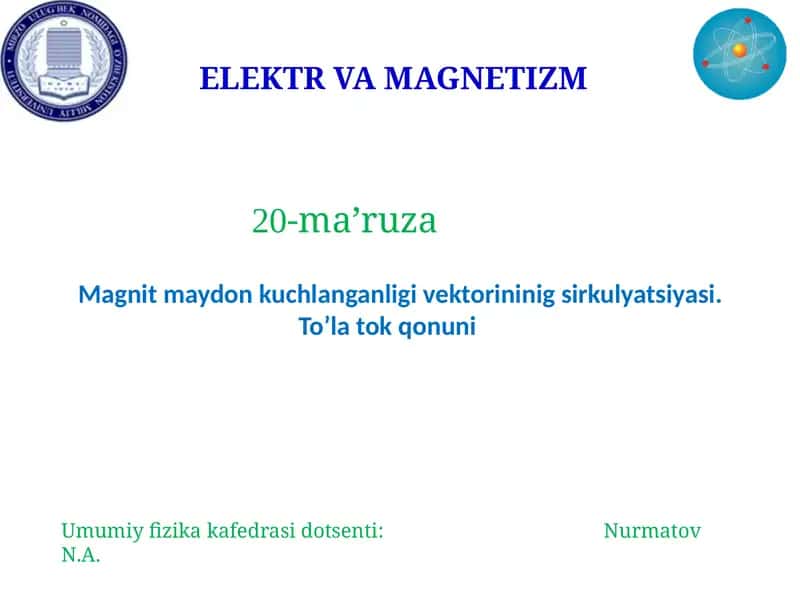 ELEKTR VA MAGNETIZM